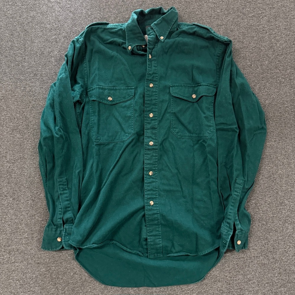 Vintage Brooks Brothers Twill Shirt Mens Small Green Good Epaulet Utility Pocket